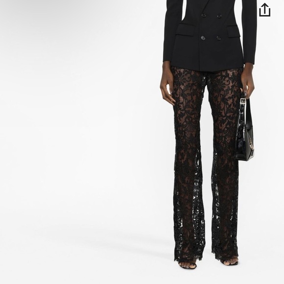 NWT | Saint Laurent Straight Leg Black Lace Pants Size 38 (Medium) - Picture 3 of 13